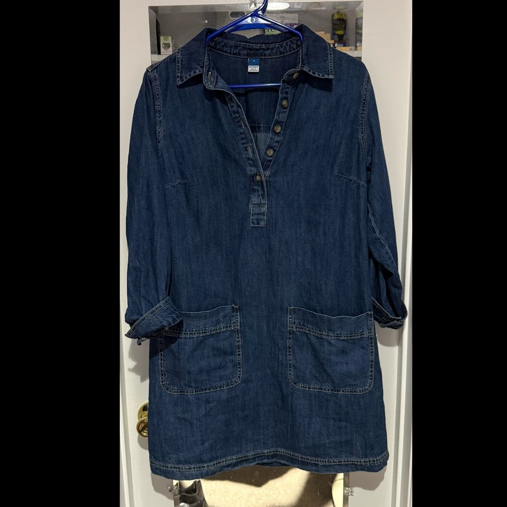 Old Navy Midi Blue Denim Dress | Size M
